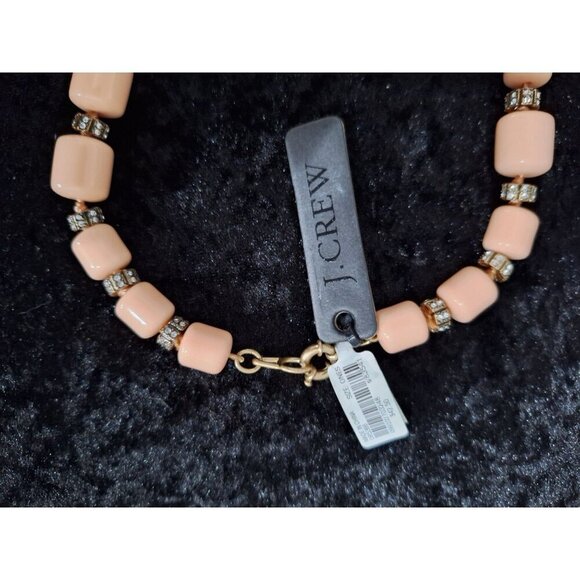 NWT J. Crew Peach Lucite Barrel Necklace With Gold-Tone & Rhinestone Accents-Vin - Picture 4 of 7